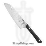 Kai - HT7064 - Pro Santoku 7" - Fixed Blade Knife - AUS-6 Hammered Wharncliffe - POM - Black