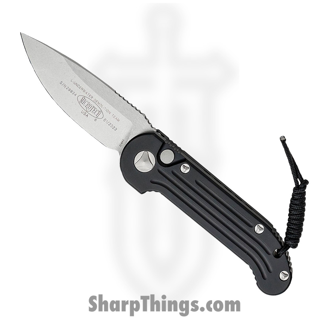 60a54cbc-502a-4be0-8a8f-e86c7334a508_135-10_1.jpg Microtech - 135-10 - LUDT - Automatic Knife - Stonewash Standard Edge Knife - 6061-T6 Aluminum - Black - Image 1