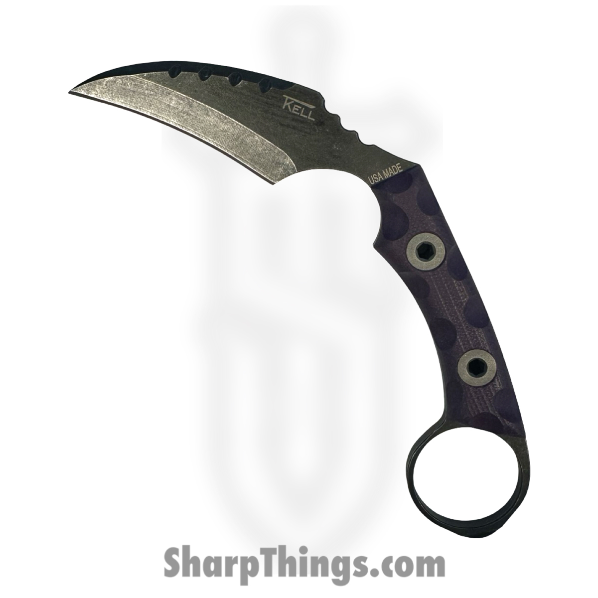 60dbdecc-617f-4751-b971-4cbf4f0a1f20_FLNRnMaraud_1.jpg T.Kell Knives - FLNRnMaraud - FLN Integral Ring Black Recon - Fixed Blade Knife - 80crv2 Coated Hawkbill - G10 - Marauder - Image 1