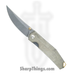 GiantMouse - CLYDE-GRN-MICARTA-BRASS - Clyde - Folding Knife - ELMAX Stonewash Trailing Point - Micarta - Green