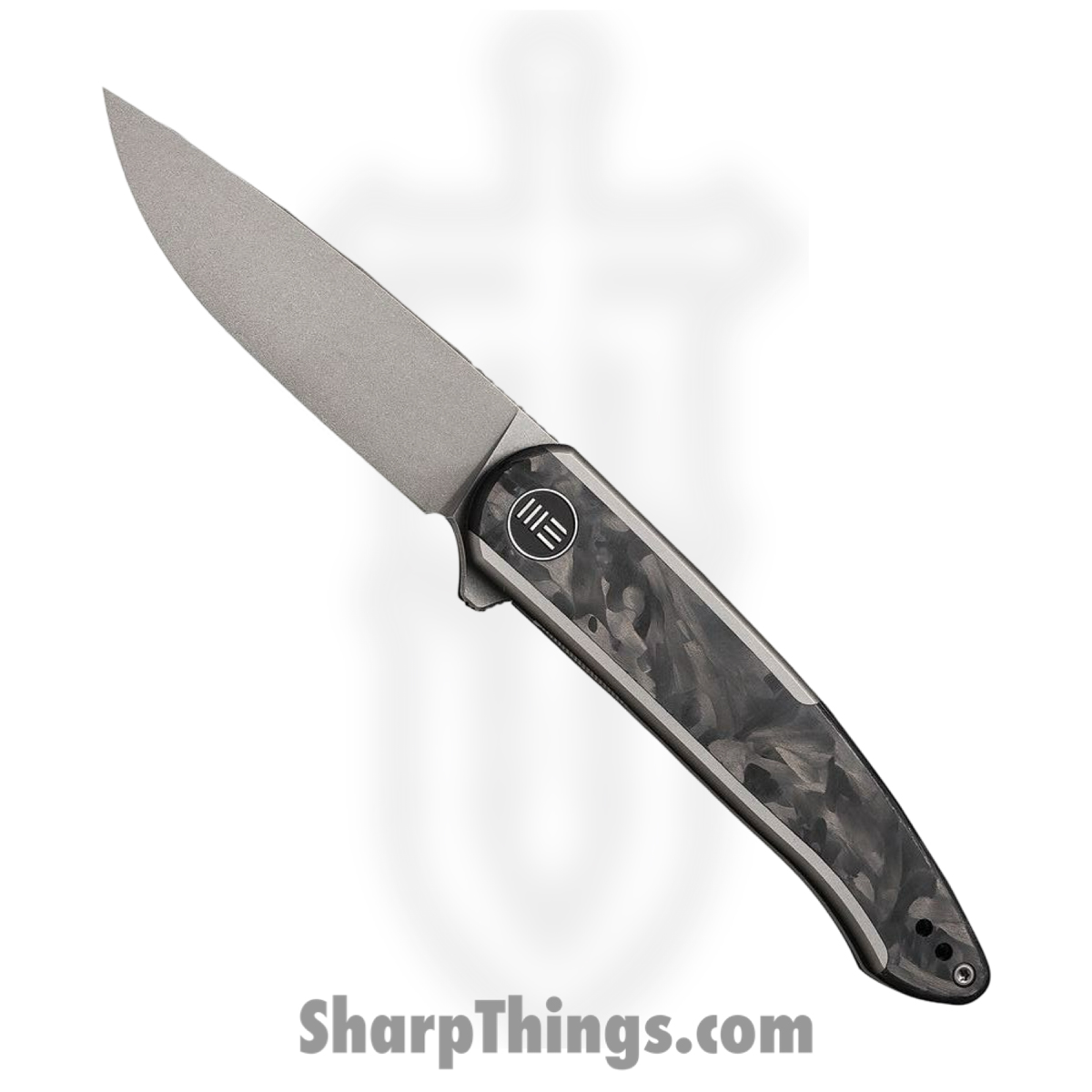 61ceebab-4c29-4dfc-98c6-3b335f6611c9_WE200431_1.jpg We Knife Co Ltd - WE200431 - Smooth Sentinel - Folding Knife - CPM 20CV Stonewash Drop Point - Titanium CF Onlay - Black Gray - Image 1
