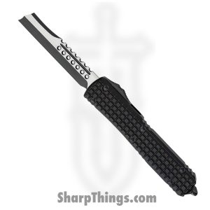 Microtech - 119R-1TFRS - Ultratech Signature Series - OTF Auto - Elmax Two Tone Hellhound Razor - 6061-T6 Aluminum/Frag - Black