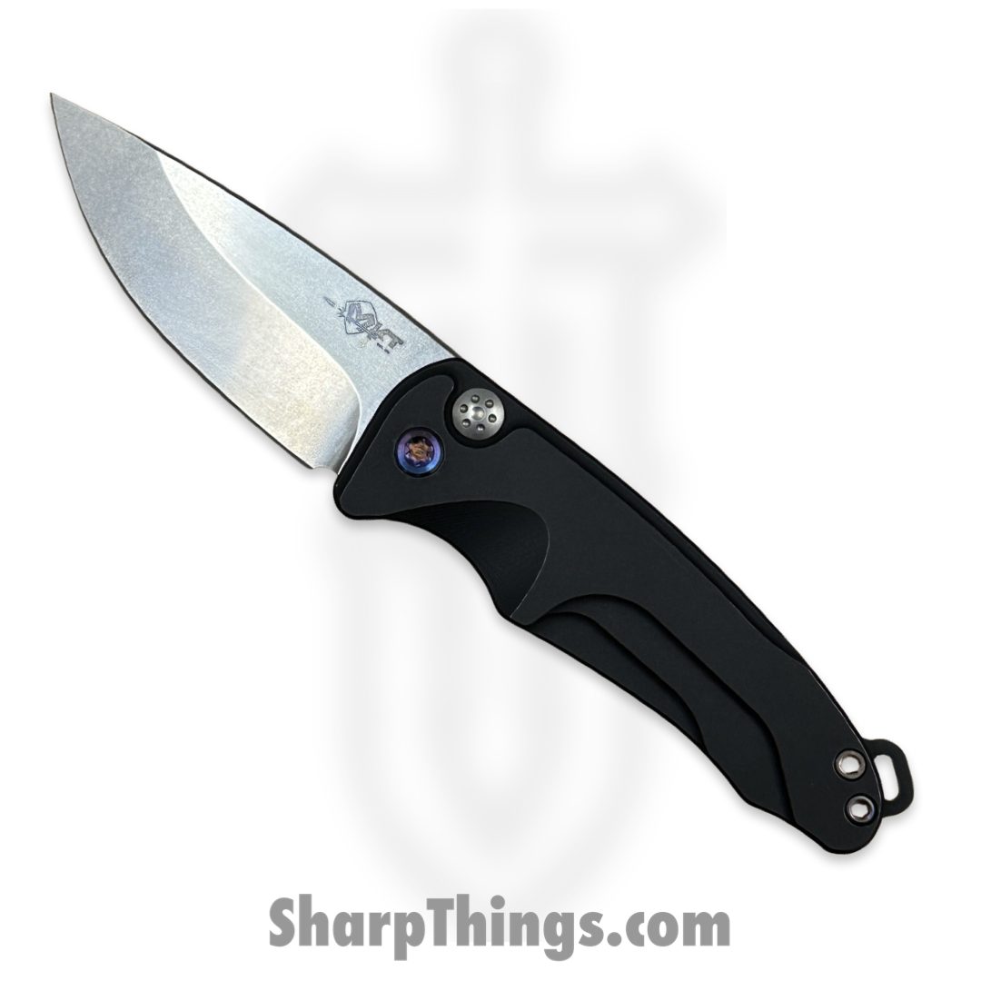62971c47-d800-49f7-88aa-f692135fe93e_MKA394TQ-42AB-TSCS-Q4_1.jpg Medford Knife - MKA394TQ-42AB-TSCS-Q4 - Smooth Criminal Auto Folder - Tumbled S45VN Drop Point – Black - Image 1