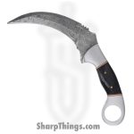 Damascus - DM1177 - Horn Karambit - Fixed Blade Knife - Damascus - Horn - Black Gray