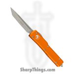 Microtech - 149-10OR - UTX-70 - OTF Auto - Elmax, M390, 204P Stonewash Tanto - 6061-T6 Aluminum - Orange