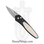 ProTech - 3651 - Half Breed - Automatic Knife - S35VN Stonewash Spear Point - Aluminum Ivory Micarta Inlay - Black White