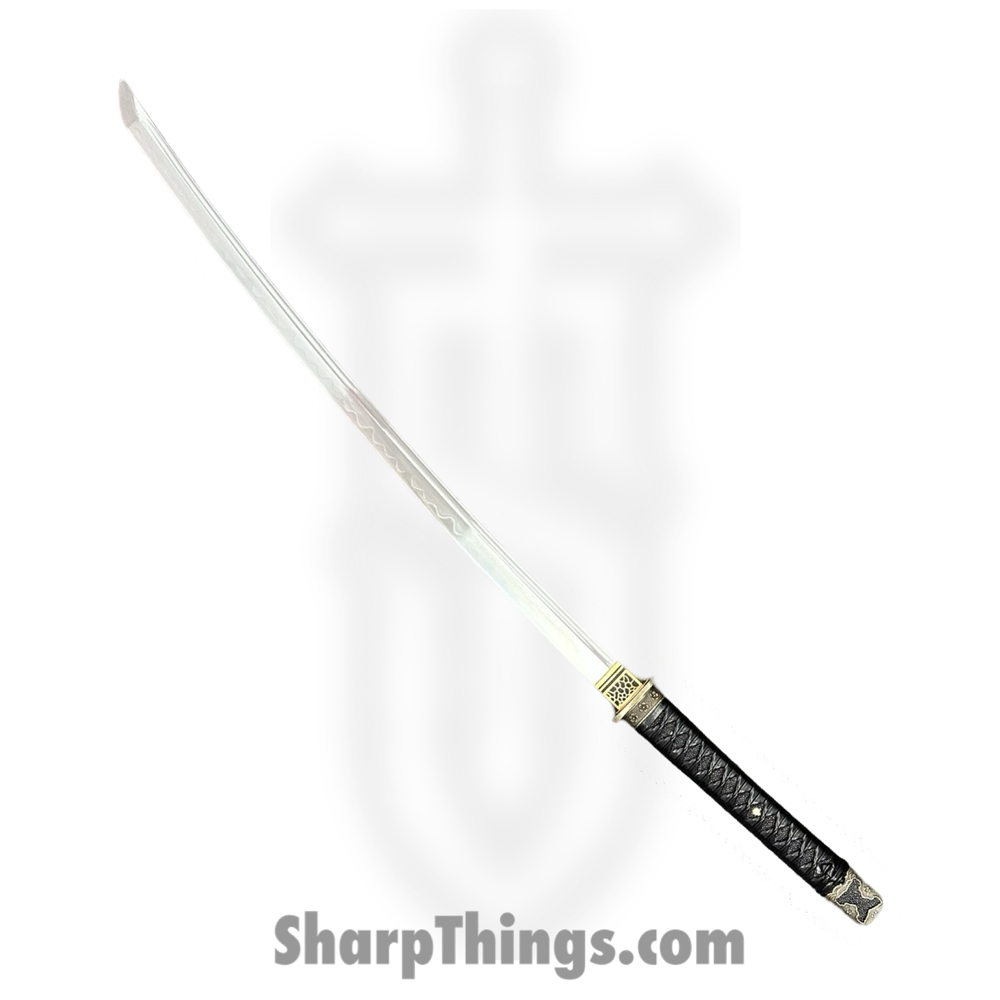 636b053e-e02f-485e-b128-df995448edeb_HIDEY0125_1.jpg SBC - HIDEY0125 - Hideyoshi - Fixed Blade Knife - Damascus Polished Tachi - Rosewood Leather Wrapped - Black - Image 1
