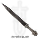 VT Daggers - VTD0059X - Caucasian - Fixed Blade Knife - Damascus Dagger - Silver Plate - Gray