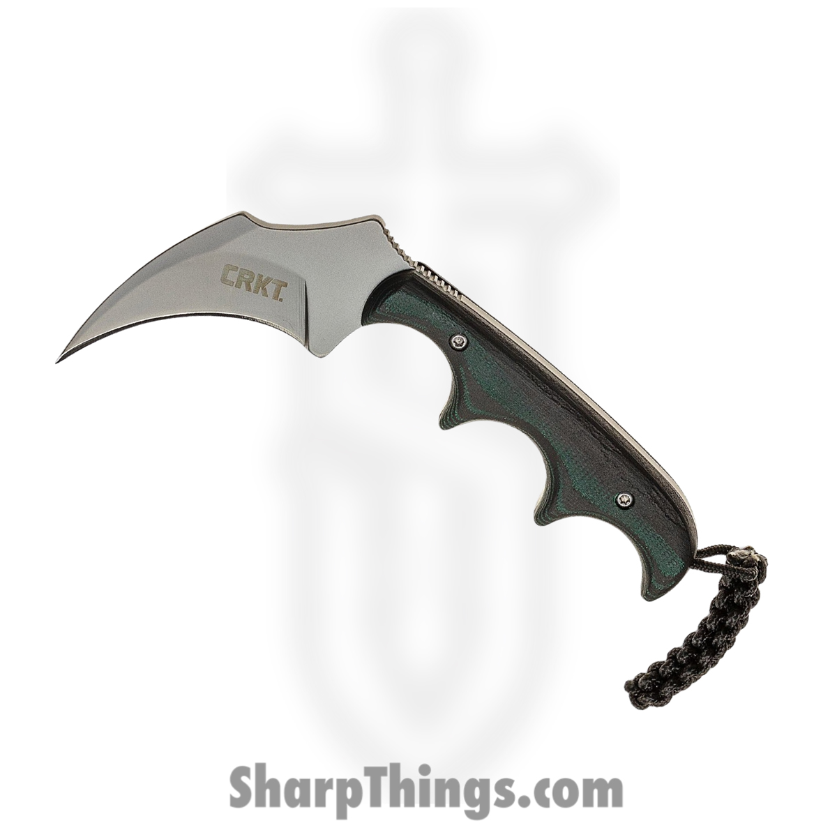 6438f7de-ebc8-492e-bf9e-05253ce34196_CR2389_1.jpg CRKT - 2389 - Keramin Minimalist Series - Fixed Blade Knife - 5Cr13MoV Bead Blast Hawkbill - Synthetic - Black Green - Image 1