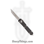 Microtech - 123-11 - Ultratech T/E Partially Serrated Combo - OTF Auto - Bohler Elmax, M390, or 204P Stonewash Tanto - 6061-T6 Aluminum - Black