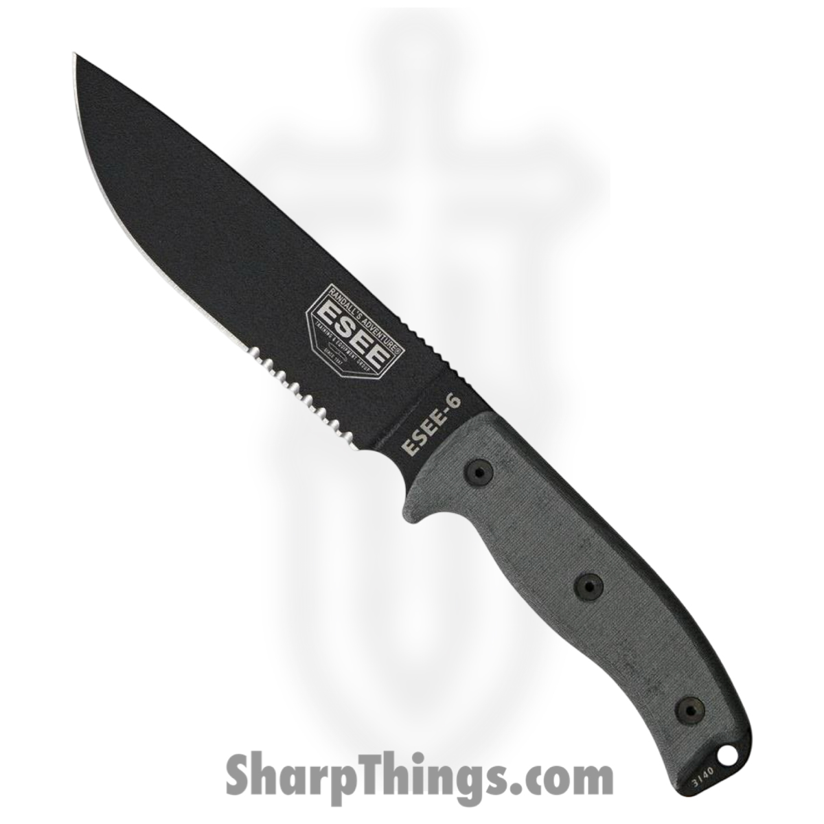655f4a84-d06e-4ff1-a4c6-a3c214cca0e9_RC6S_1.jpg ESEE - RC6S - Model 6 - Fixed Blade Knife - 1095HC Coated Drop Point - Micarta - Black - Image 1