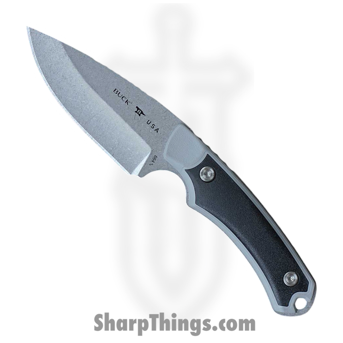 65aa342c-5bf1-442d-a5d5-930ce76390d1_BU664GYS_1.jpg Buck - BU664GYS - Alpha Hunter Select - Fixed Blade Knife - 420 HC Stonewash Drop Point - GFN - Black Gray - Image 1