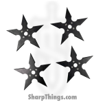 VOC - TS-9111-BK-4 - 4in 5 Point Ninja Shuriken Throwing Star - Fixed Blade Knife - Surgical Steel - Black