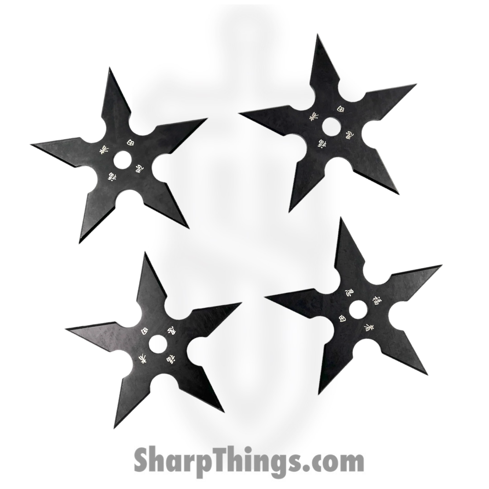 661ecf43-2ec6-4b81-a209-aed6020aac6e_TS-9111-BK-4_1.png VOC - TS-9111-BK-4 - 4in 5 Point Ninja Shuriken Throwing Star - Fixed Blade Knife - Surgical Steel - Black - Image 1