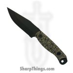 Half Face Blades - HFBCROCMG103 - Crow Scalper - Fixed Blade Knife - S45VN Armor Black Cerakote Drop Point - G10 Chaos Grip - Camo - Black Hardware