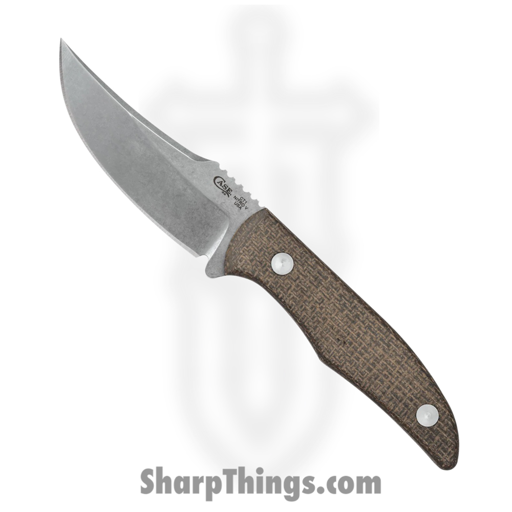 66720b27-2d3c-434e-93b2-6eeccf826fc9_CA76935_1.jpg Case Cutlery - CA76935 - CT1 Hunter - Fixed Blade Knife - Nitro-V Stonewash Clip Point - Burlap Micarta - OD Green - Image 1