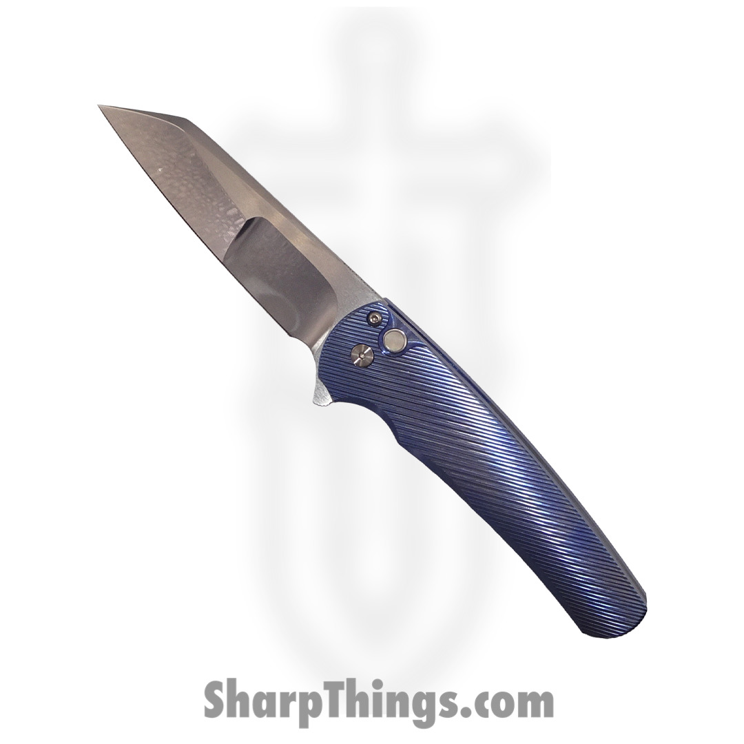 668b9b7a-4964-4128-a5a3-9de7977e20c0_Malibu-2023.003_1.jpg ProTech - Malibu 2023.003 - Ti. Custom Malibu - Folding Knife - 154CM Polished Reverse Tanto - Titanium - Blue - Image 1