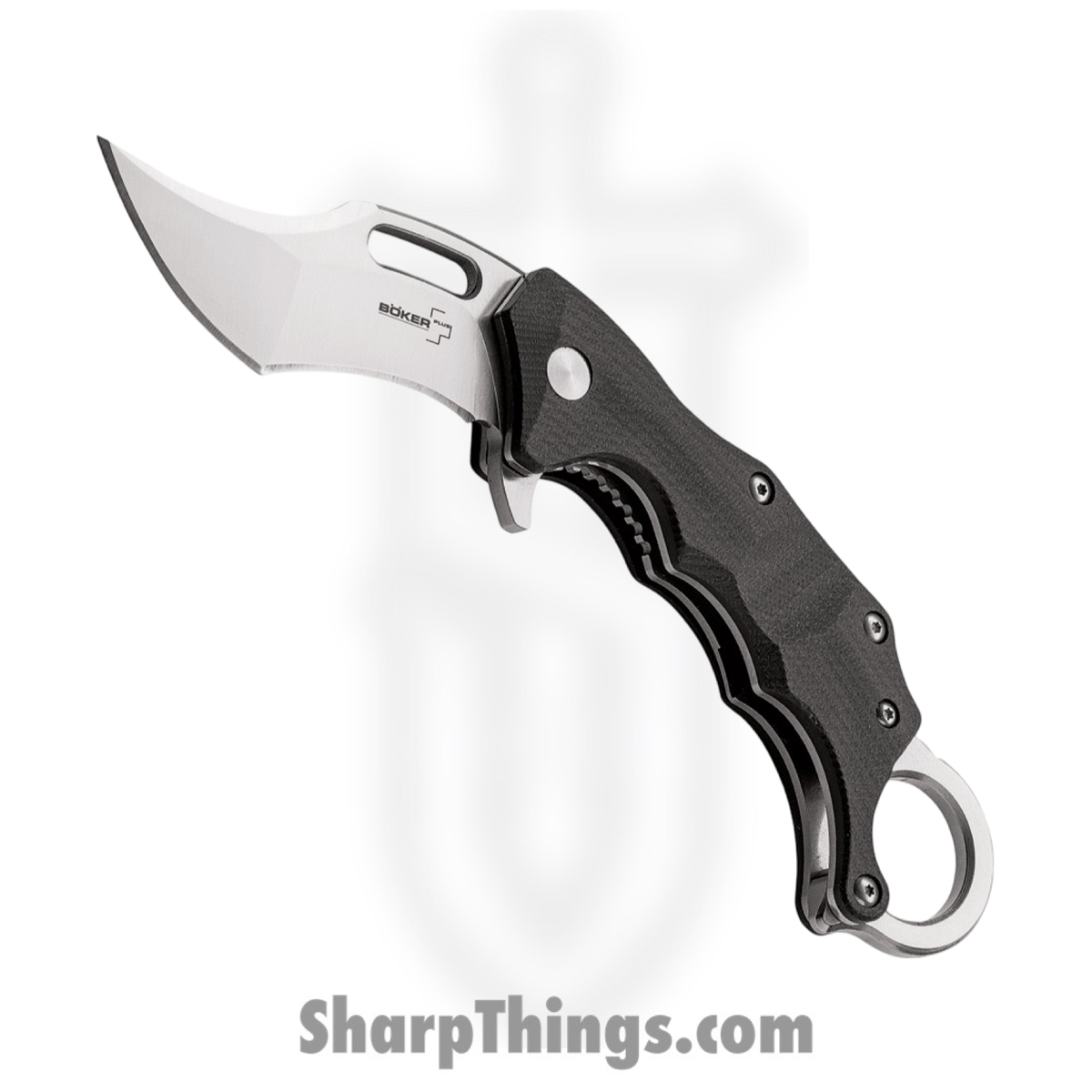 674174fd-4e31-4d97-8c80-fc841ccf3270_BOP01BO755_1.jpg Boker Plus - BOP01BO772 - Wildcat Karambit Linerlock - Folding Knife - D2 Stonewash Recurve Tanto - G10 - Black - Image 1