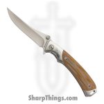 Browning - BR0330 - Wicked Wing - Assisted Open Knife - 7Cr17MoV Satin Trailing Point - G10 - Brown Gray