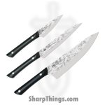 Kai - HTS0370 - Pro 3 Pc Set - Fixed Blade Knife - AUS-6 Hammered Multi - POM - Black