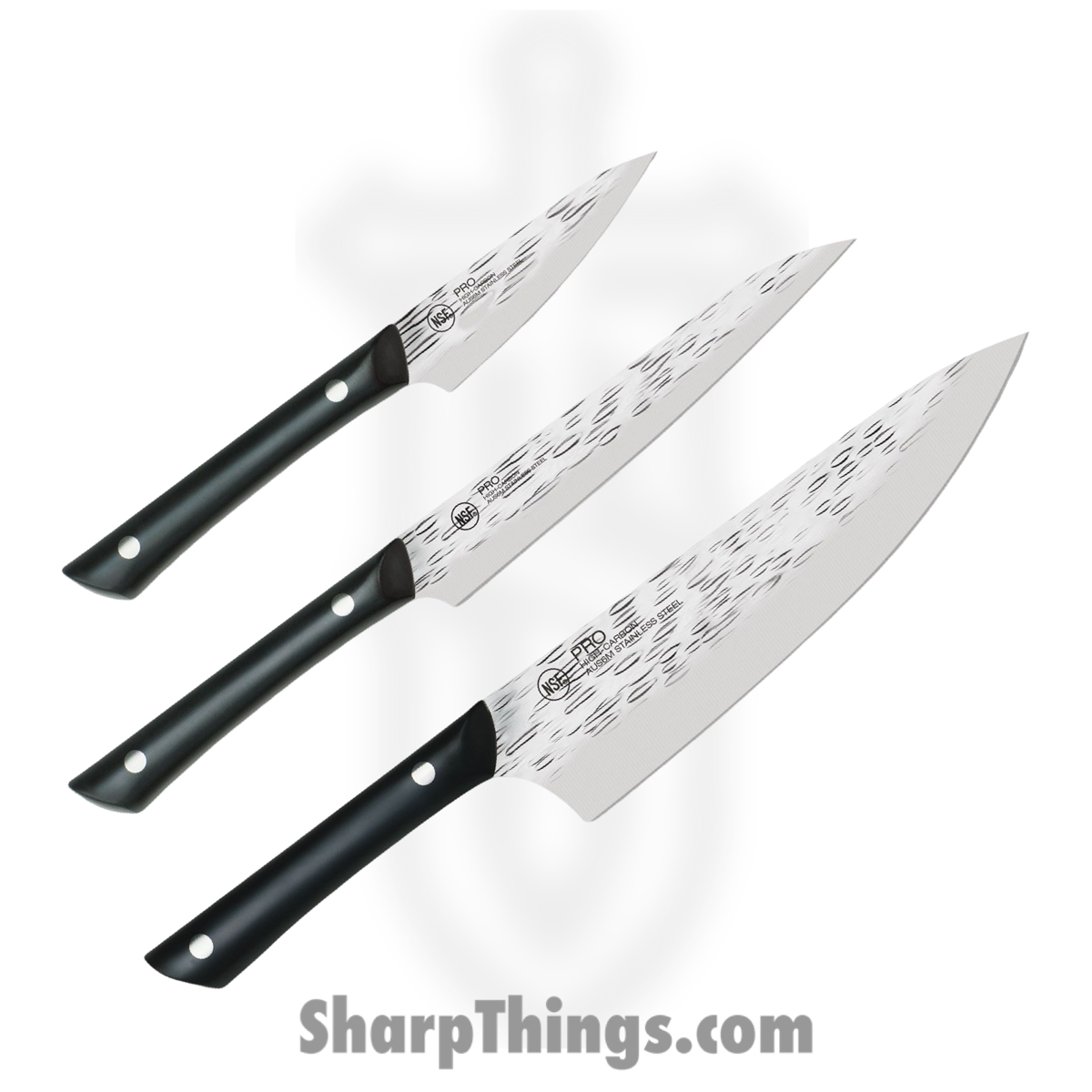 6809cf73-b94e-43b8-ad92-0b751f073975_HTS0370_1.jpg Kai - HTS0370 - Pro 3 Pc Set - Fixed Blade Knife - AUS-6 Hammered Multi - POM - Black - Image 1