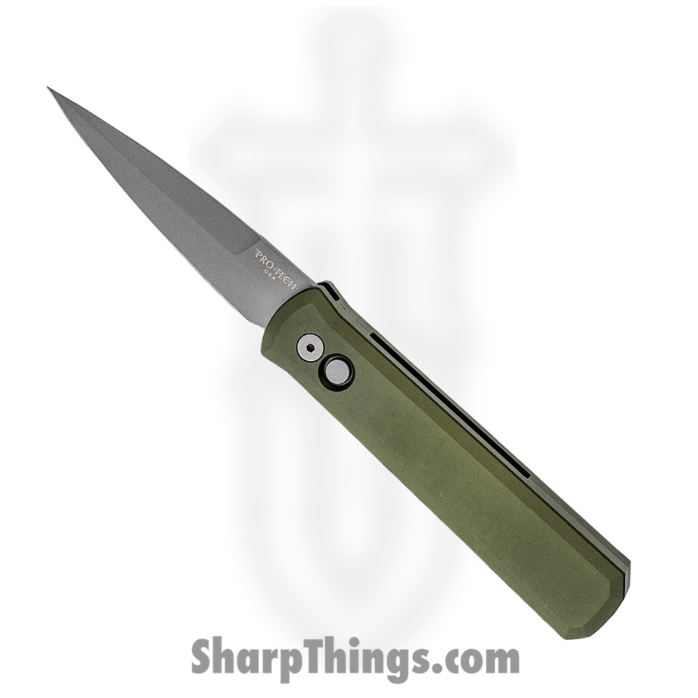 681cbaf0-3c86-4a6b-9f7b-efd9f5a7e15a_920-Green_1.jpg ProTech - 920-Green - Godfather - Automatic Knife - 154CM Bead Blasted Spear Point - 6061-T6 Aluminum - Green - Image 1