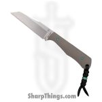 Jack Wolf Knives - COLLU-01-TITAN-STRIPE - Collusion - Fixed Blade Knife - S90V Satin Reverse Tanto - Titanium Stripe - Gray Blue