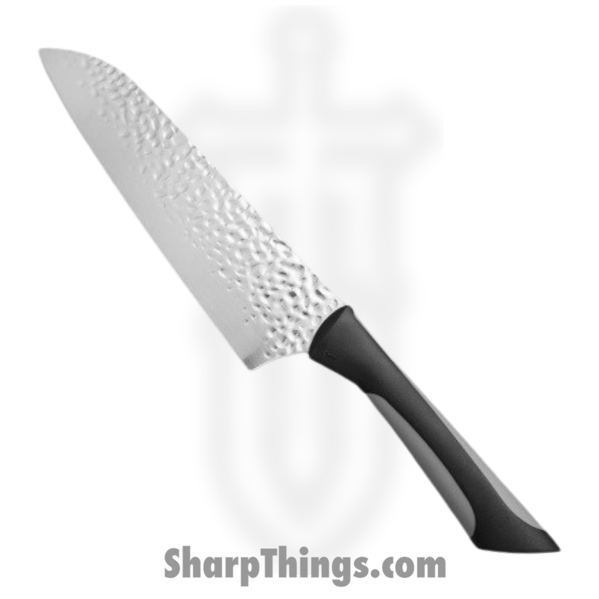 696c2cc0-df55-4b23-9d6b-2ff033202ace_AB7064_1.jpg Kai - AB7064 - Luna Santoku with Sheath - Fixed Blade Knife - 1.4116 Stainless Hammered Sheepsfoot - Polymer - Black Gray - Image 1