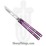 Squid Industries - BS0775 - Krake Raken Trainer V2.5 DT Purple - Balisong - Trainer - 7075 Aluminum - Purple
