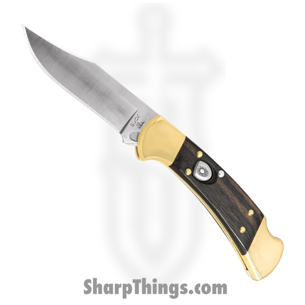 6a69054b-9c34-42aa-b774-5ce933c10fa3_BU112BRSA-B_1.jpg Buck - BU112BRSA-B - 112 Auto Ranger Folding Knife - Automatic Knife - 420HC Satin Clip Point - Ebony Wood and Brass - Black/Brass - Image 1