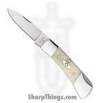 Case Cutlery - CA13314 - Lockback - Folding Knife - Stainless Polished Drop Point - Smooth Natural Bone - White Silver