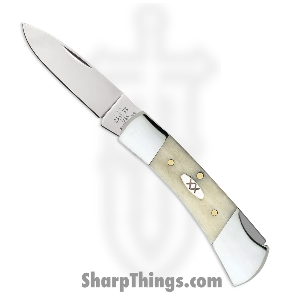 6b174055-24a9-490f-bad9-2c432d8cd1a7_CA13314_1.jpg Case Cutlery - CA13314 - Lockback - Folding Knife - Stainless Polished Drop Point - Smooth Natural Bone - White Silver - Image 1