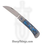 Jack Wolf Knives - Venom-02-MRBCF-BLU - Venom Jack - Folding Knife - S90V Satin Sheepsfoot - Carbon Fiber - Blue Marble