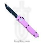 Microtech - 123-2BPK - Ultratech - OTF Auto - Black Tanto Partially Serrated - 6061-T6 Aluminum - Barbie Pink