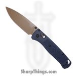 Benchmade - 535FE-05 - Bugout - Folding Knife - S30V Flat Dark Earth Cerakote Drop Point - Grivory - Crater Blue