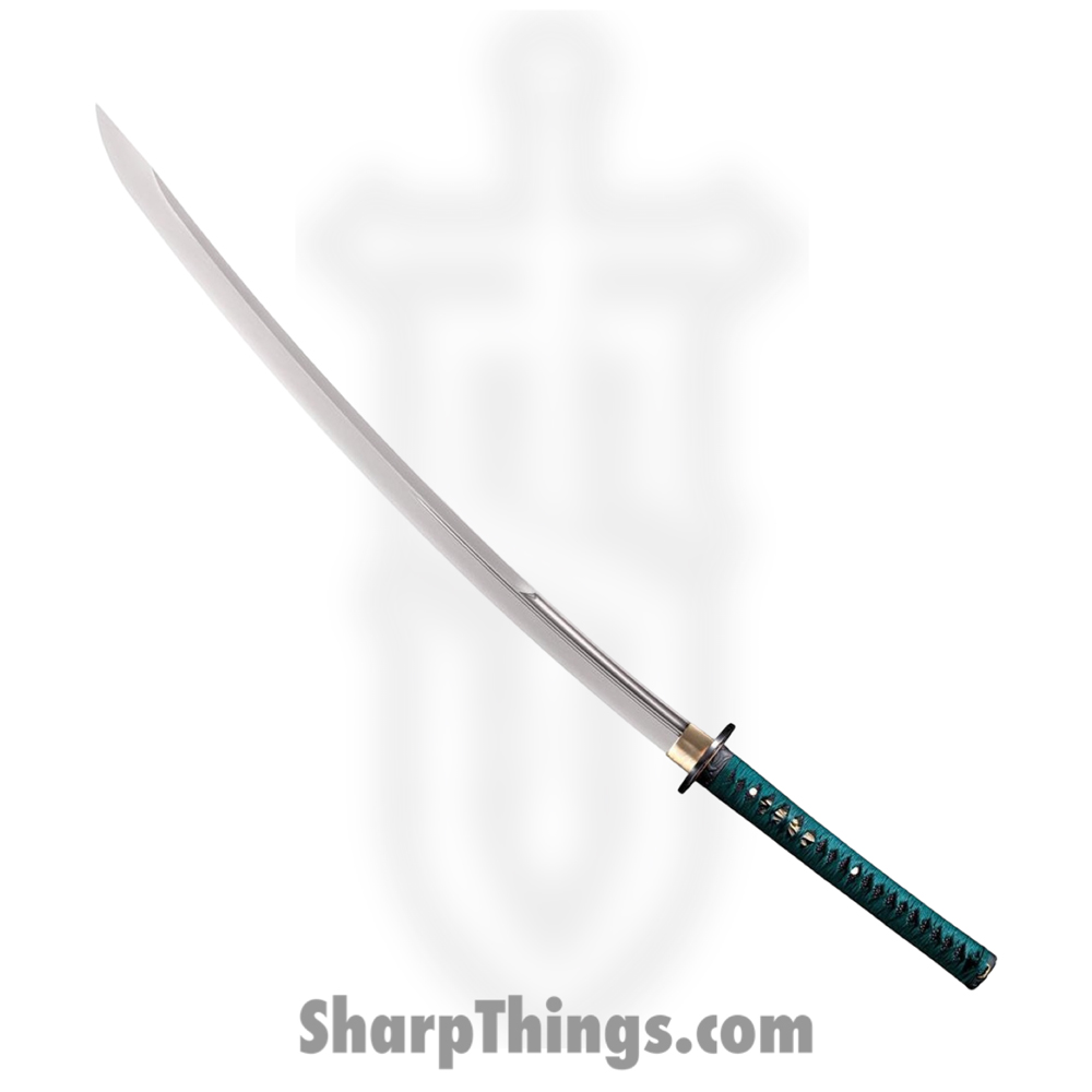 6c888665-e5c2-4bea-ad85-1b9b13358f32_CS88DWK_1.jpg Cold Steel - CS88DWK - Dragonfly Wakizashi Long - Fixed Blade Knife - 1060 Polished - Ray Skin with Teal Green Silk Braid Cord and Brass Menuki - Teal - Image 1
