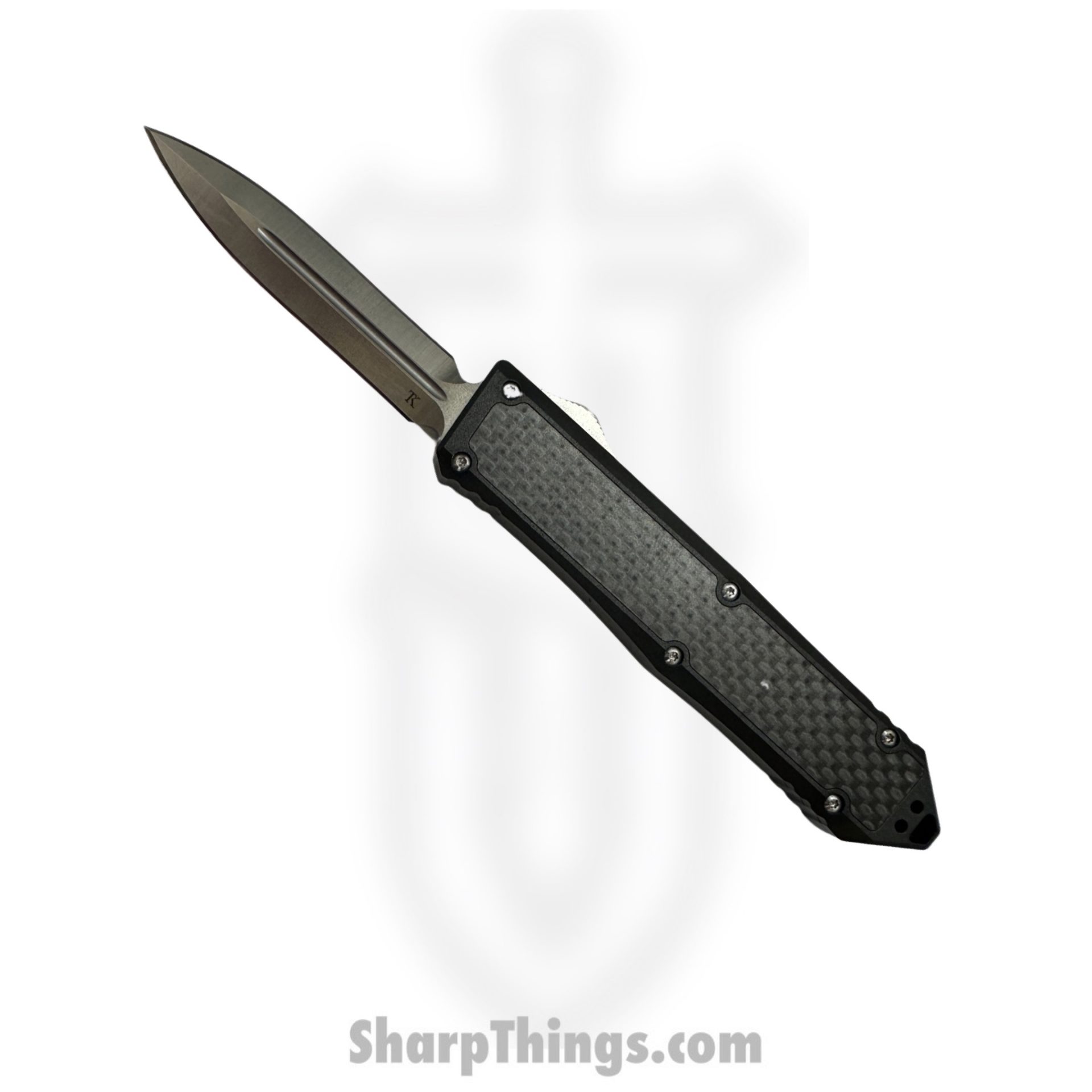 6cf2315c-c49a-4487-8b71-2a1ec23ae64d_BarracudaDE_1.jpeg TakCom - BarracudaDE - Barracuda - OTF Auto - Magnacut Satin Double Edge - Aluminum Handles w Black CF inlays - Black - Image 1