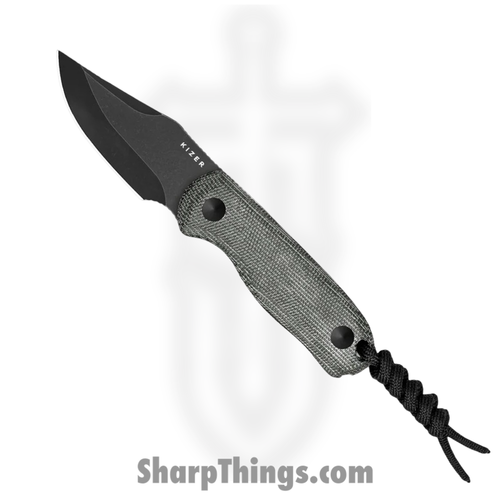 6d4068a7-57c1-4aff-8b05-53951dc8aba6_KI1092A1_1.png Kizer Cutlery - KI1092A1 - Drop Bear - Fixed Blade Knife - AEB-L Coated Stonewash Clip Point - Micarta - Black - Image 1