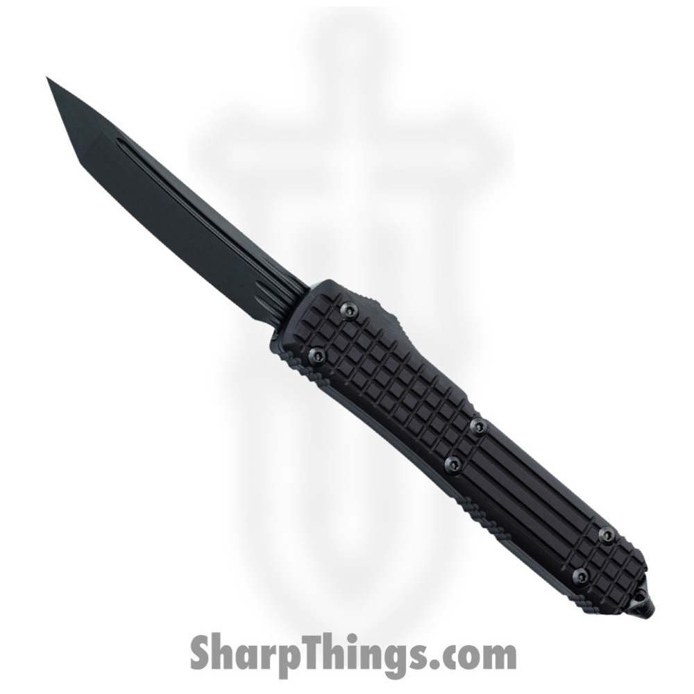 6de3847f-ec91-4778-99e6-1753e892abee_123-1UT-DSH_1.jpg Microtech - 123-1UT-DSH - Ultratech Shadow Series - OTF Auto - Elmax DLC Tanto - 6061-T6 Aluminum - Black - Image 1