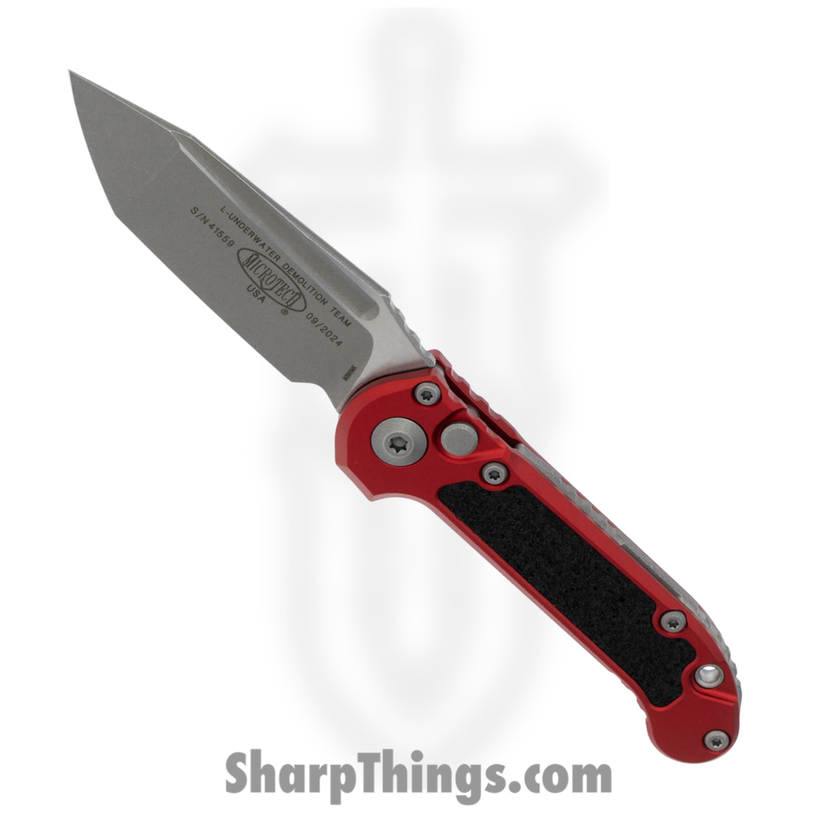 6e2f30d6-023d-46ea-ad39-57f9afa598e2_1136-10APRD_1.jpg Microtech - 1136-10APRD - L.U.D.T. Gen III - Automatic Knife - M390MK Apocalyptic Tanto - Aluminum with 3M Traction Tape Inserts - Red/Black - Image 1