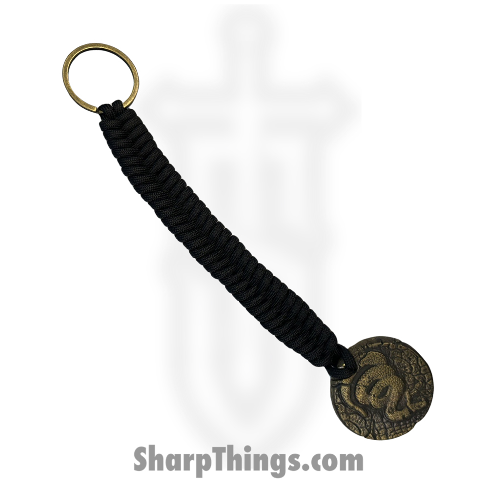 6f91bccd-239f-48d3-9886-b3ccd10c44e7_FHF-WK-SB_1.jpg Full Heart Forge - FHF-WK-SB - Weighted Keychain "Snake Bite" - Paracord - Brass - Brass, Black - Image 1
