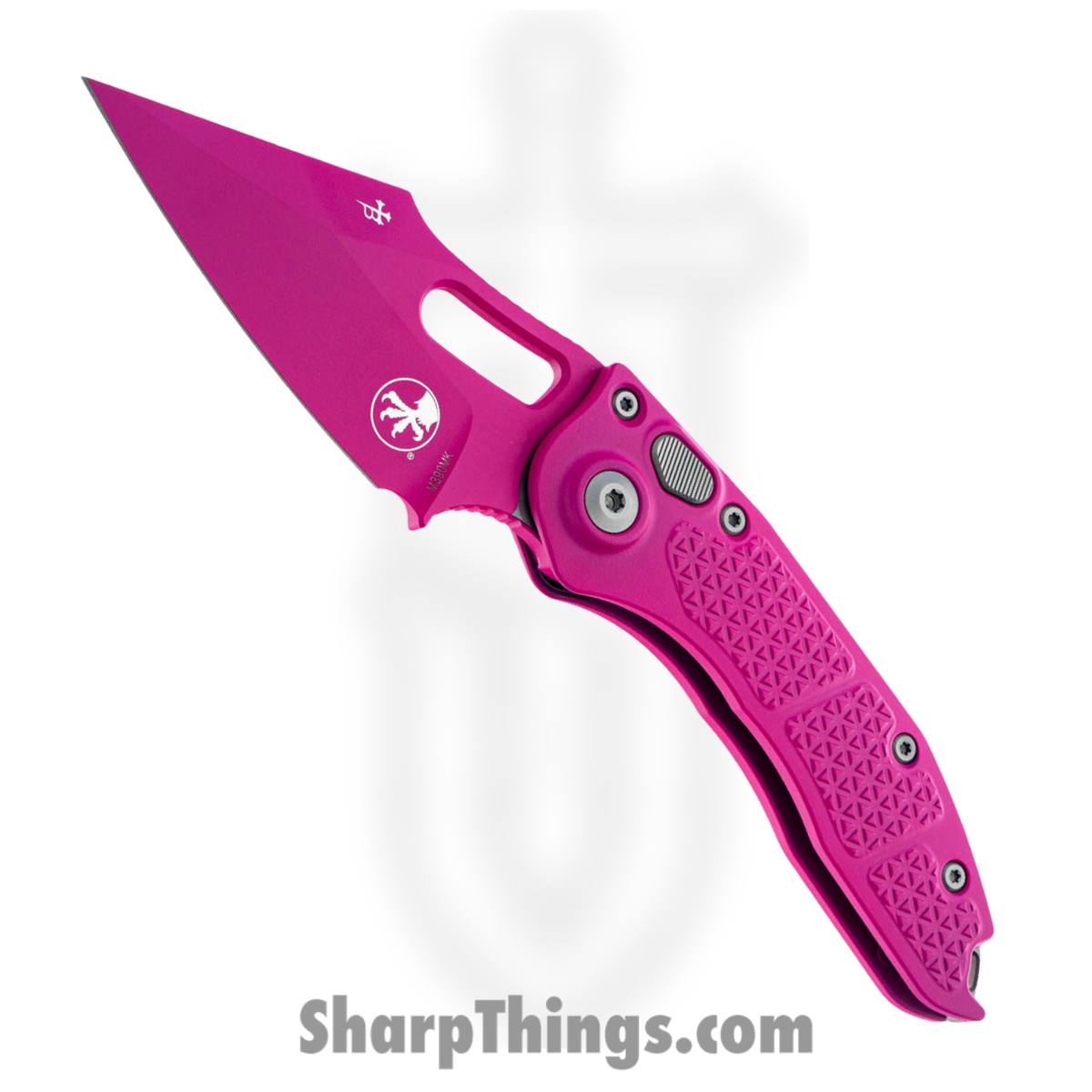6fd69ba4-a014-40bf-802e-b11ad12ca6c7_169-1PK-X14_1.jpg Microtech - 169-1PK-X14 - Stitch - Automatic Knife - M390 Coated Spear Point - 6061-T6 Aluminum - Pink - Image 1