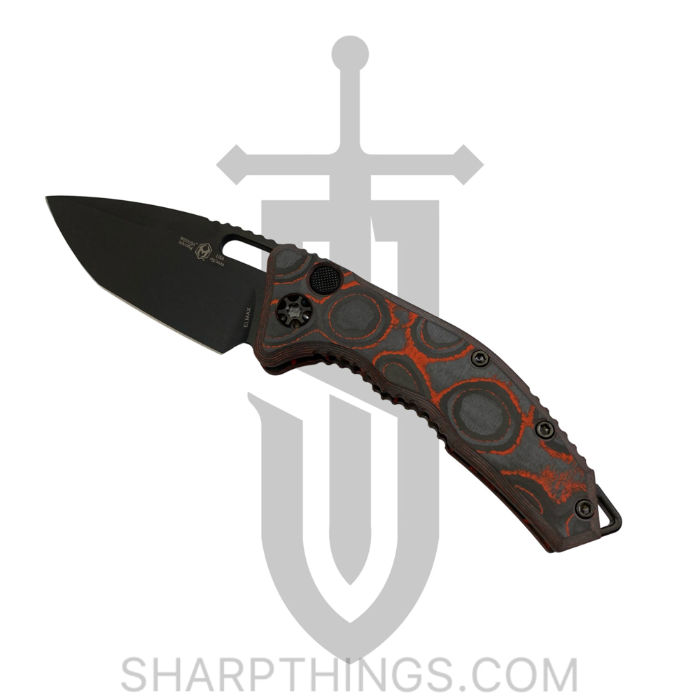 702a2047-7d4e-42f0-a001-62c944a99f81_H011-6A-ORCF_1.jpg Heretic Knives - H011-6A-ORCF - Medusa - Automatic Knife - Elmax Coated Tanto - Camo Carbon Fiber - Black/Orange - Image 1