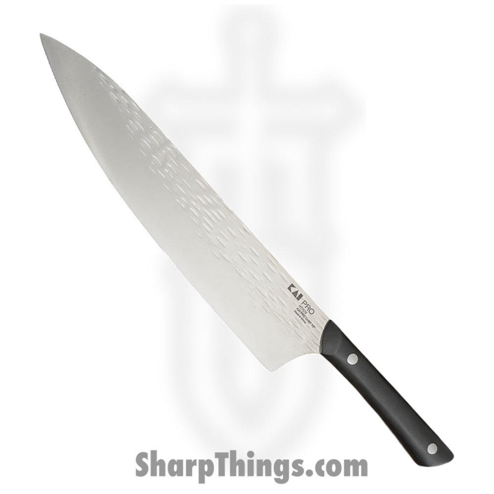 704589ba-8076-4fab-a6b1-8962cd97d970_HT7078_1.jpg Kai - HT7078 - Pro Chef 10" - Fixed Blade Knife - AUS-6 Hammered Drop Point - POM - Black - Image 1