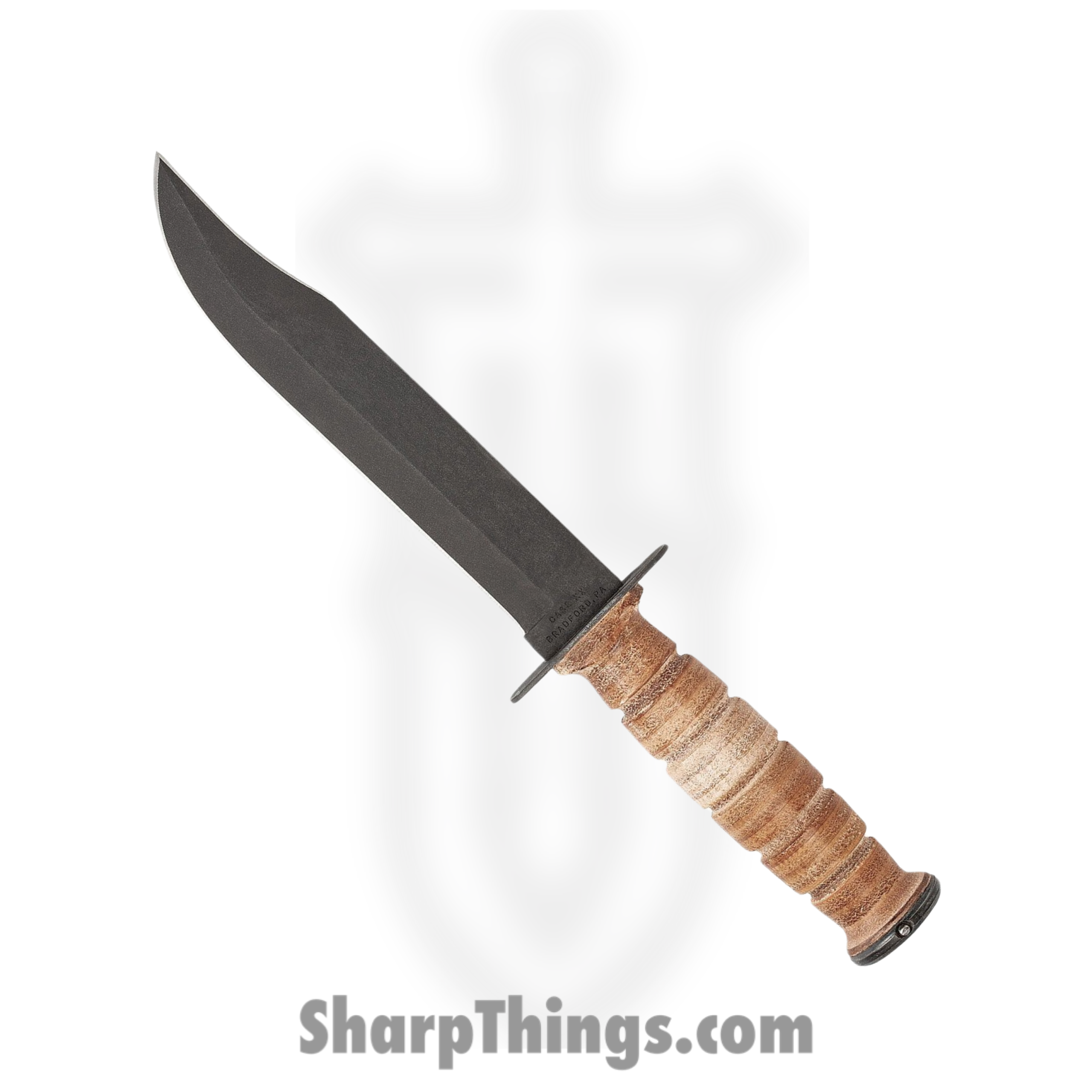 70b742c2-9490-402c-85db-25b0a2bff0e4_CA334_1-scaled-1.png Case Cutlery - CA334 - US Marine Corps Knife - Fixed Blade Knife - 1095 Carbon Steel Black Bowie - Grooved Leather - Brown - Image 1