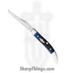 Case Cutlery - CA2804 - Small Texas Toothpick - Folding Knife - Tru-Sharp Surgical Steel Polished Long Clip - Rogers Corn Cob Jig Bone - Blue