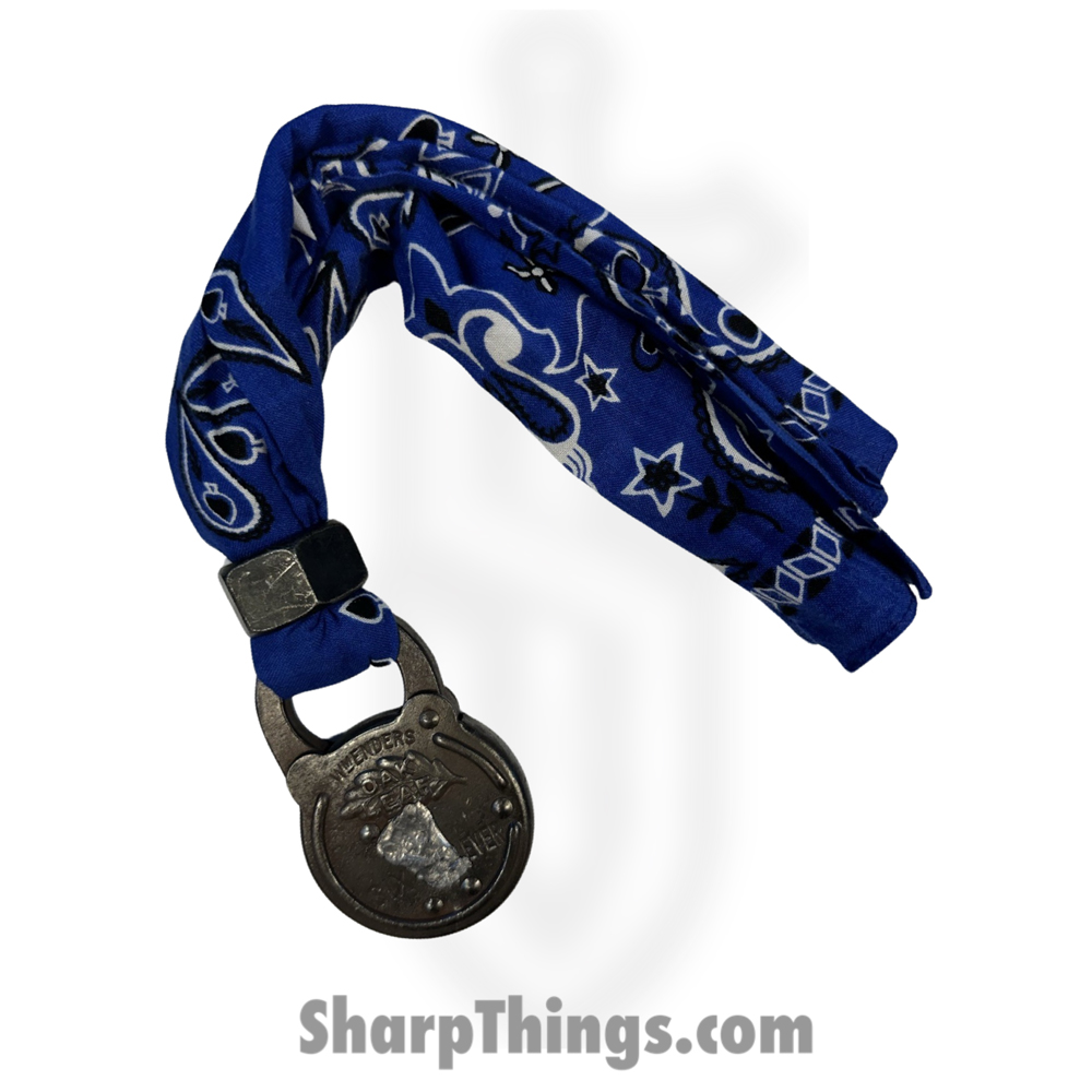 729501b2-5e8b-4ea6-9c15-aa7a8e85d1df_FHF-BK-OkLF_1.jpg Full Heart Forge - FHF-BK-OkLF - Bandana Keep - Oak Leaf Lock - Bandana - Blue, White - Image 1