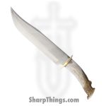 Ken Richardson Knives - KRK1411 - Bowie - Fixed Blade Knife - 1085 HC Satin Clip Point - Elk Antler - Tan