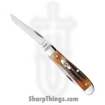 Case Cutlery - CA65305 - Mini Trapper - Folding Knife - Tru-Sharp™ Stainless Polished Clip/Wharncliffe - 6.5 Bonestag - Brown