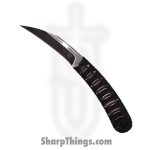 Bastinelli Creations - OlFeathSatBk - Old Feather - Fixed Blade Knife - D2 Blackwash and Satin Hawksbill - Nylon Tsuka Wrap - Black